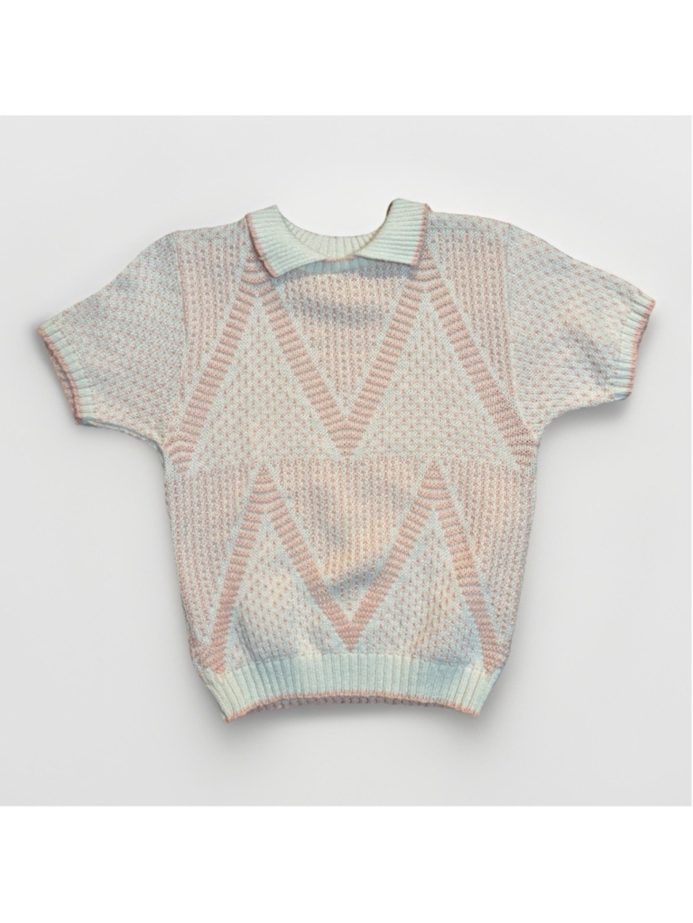 Vintage 80s Pink Pastel Knit Polo - Size Small - Picture 2 of 8